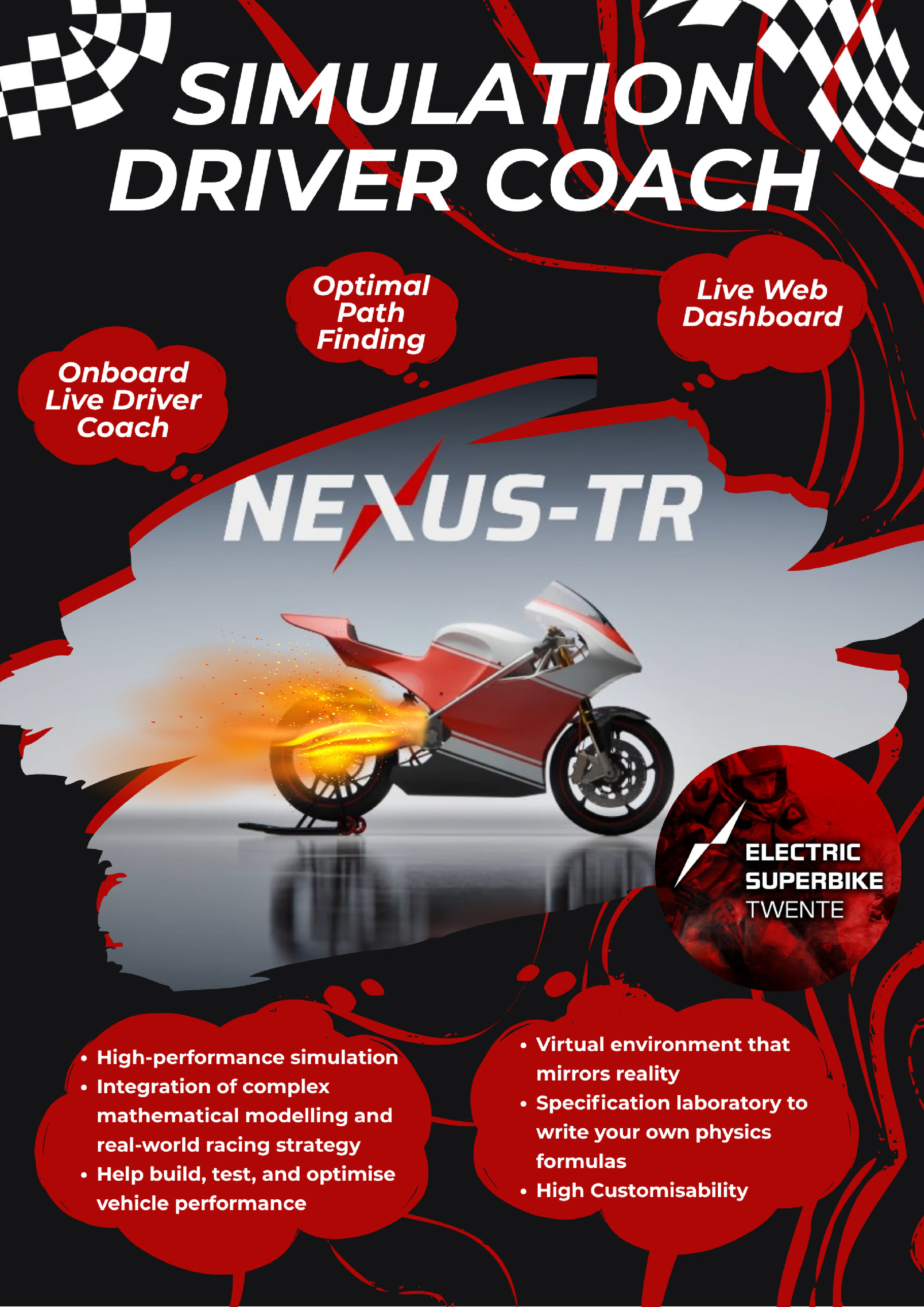 Poster, Motorbike Optimisation Simulator and Live Driver Coaching